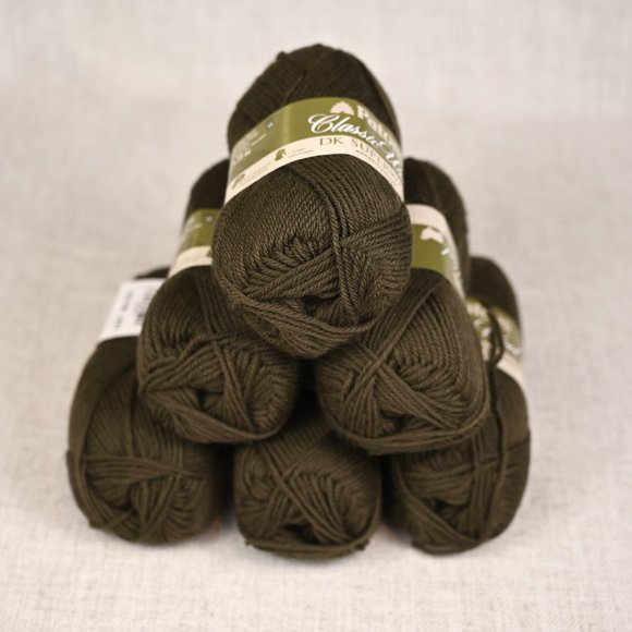 Paton's Other - Classic Wool DK Superwash yarn Col. Deep Olive-6 Skeins-Lot#5